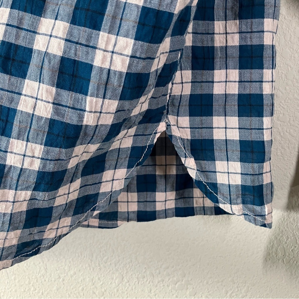 Anthropologie PILCRO Plaid Button Shirt M Floral Boho Cottage Festival Peasant - Picture 10 of 14